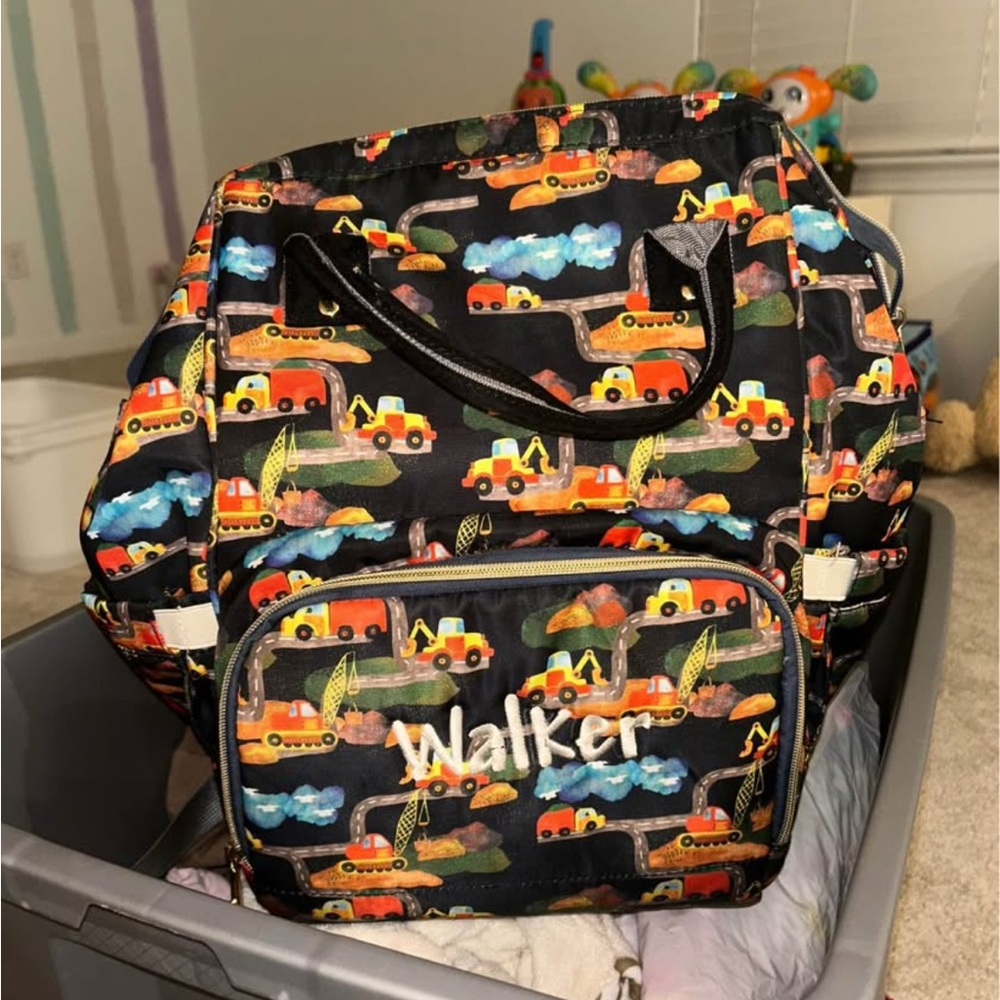 Colorful Construction Backpack monogrammed Walker